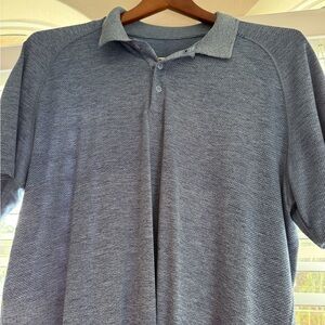 Lululemon Men’s Blue Heather Textured Polo Shirt Short Sleeve